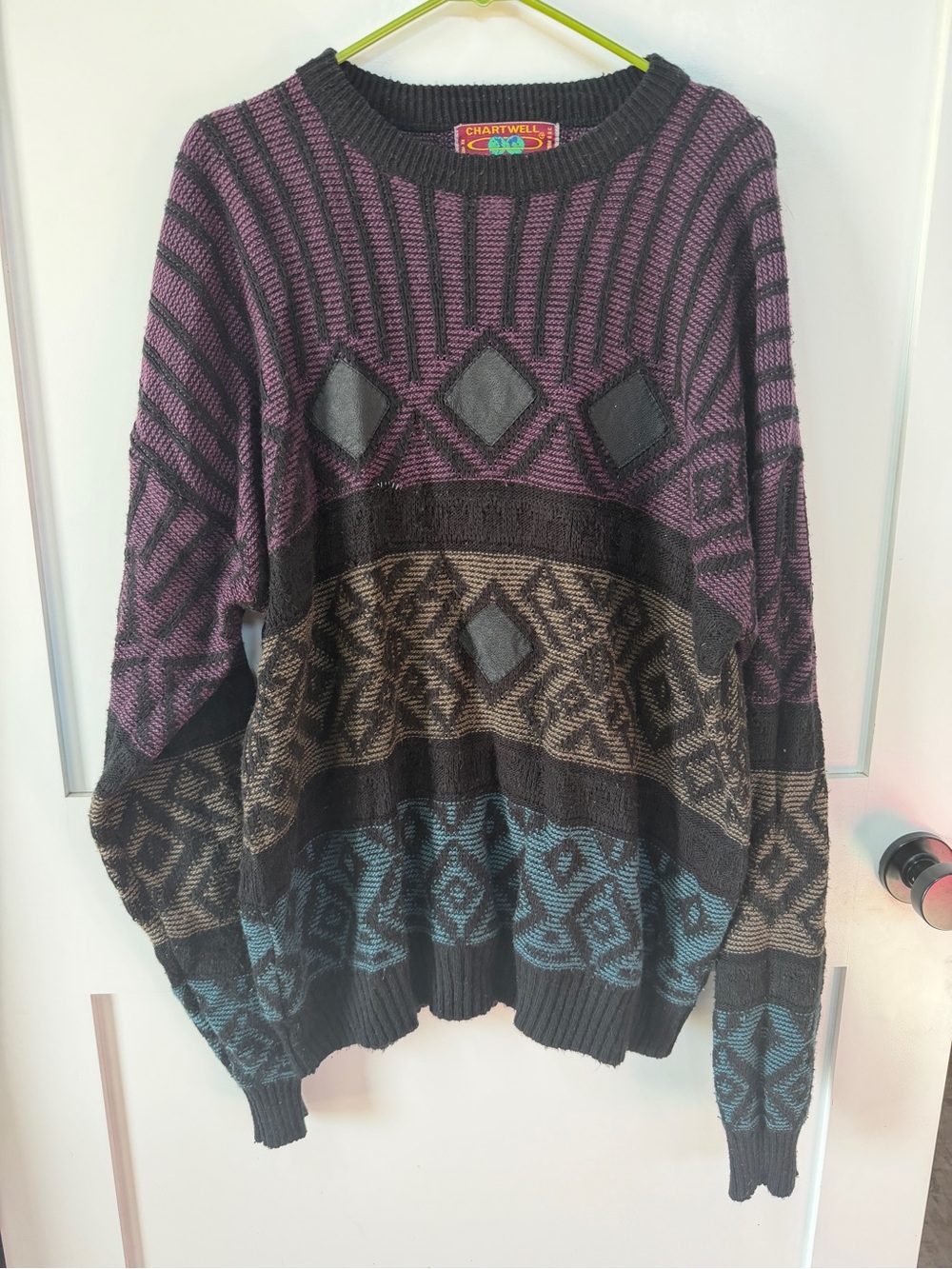 Hipster Purple Patterned Crewneck Sweater 2X